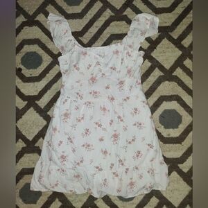 Hollister White Pink Floral Dress Size Large With Pockets And Built In Shorts